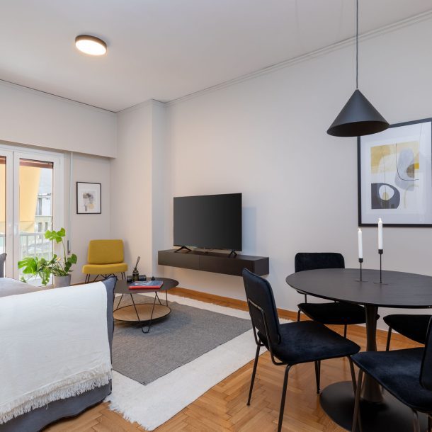 beehive apartments kipseli athens living room with dining area