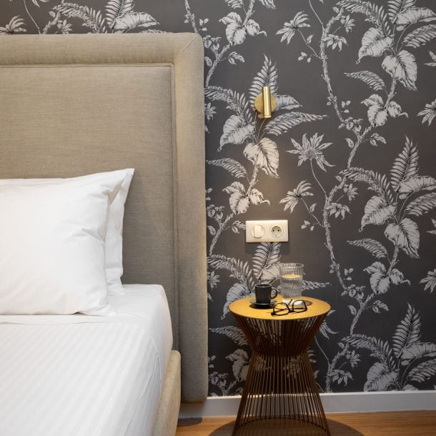 beehive apartments kipseli athens master bedroom side table