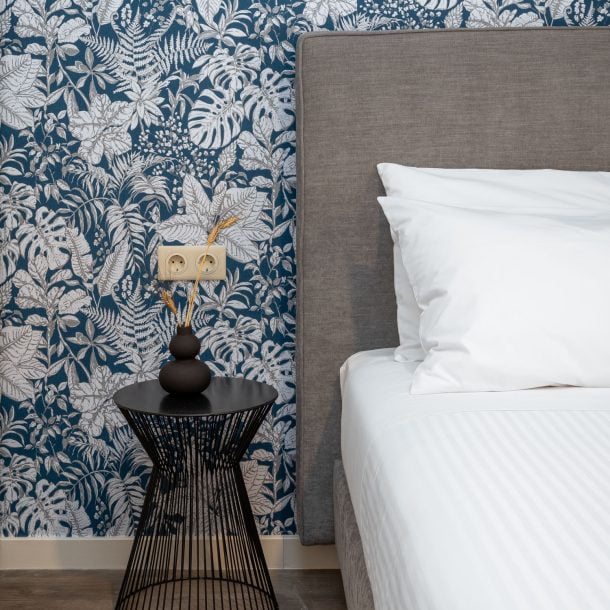 beehive apartments kipseli athens double bedroom side table