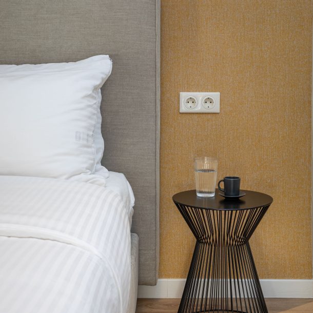 beehive apartments kipseli athens double bedroom side table