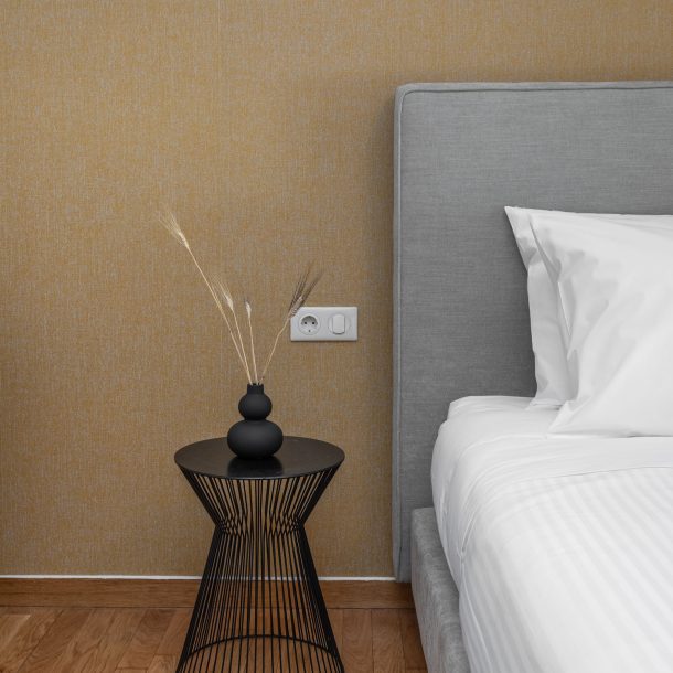 beehive apartments kipseli athens double bedroom side table