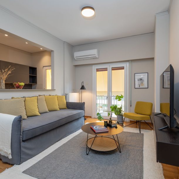 beehive apartments kipseli athens living room with balcony