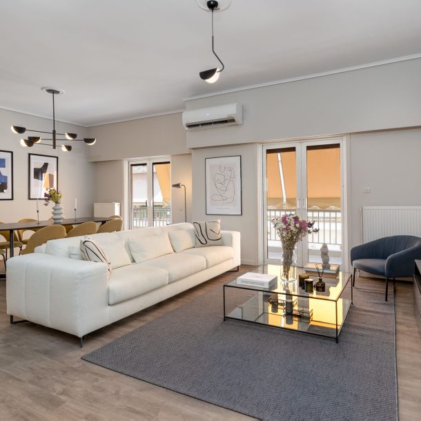 beehive apartments kipseli athens lounge area with balcony