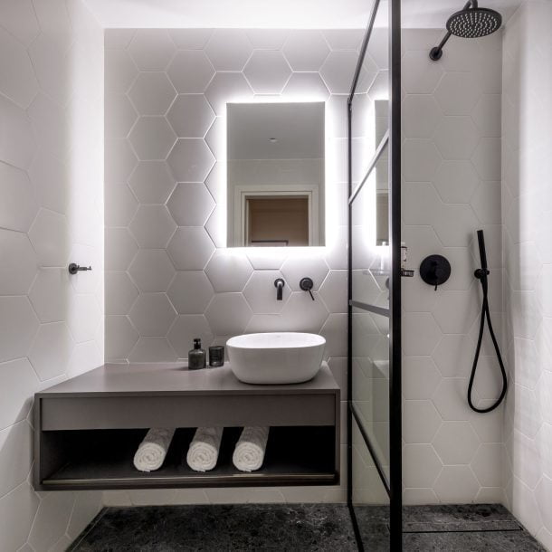 beehive apartments kipseli athens master bathroom with shower