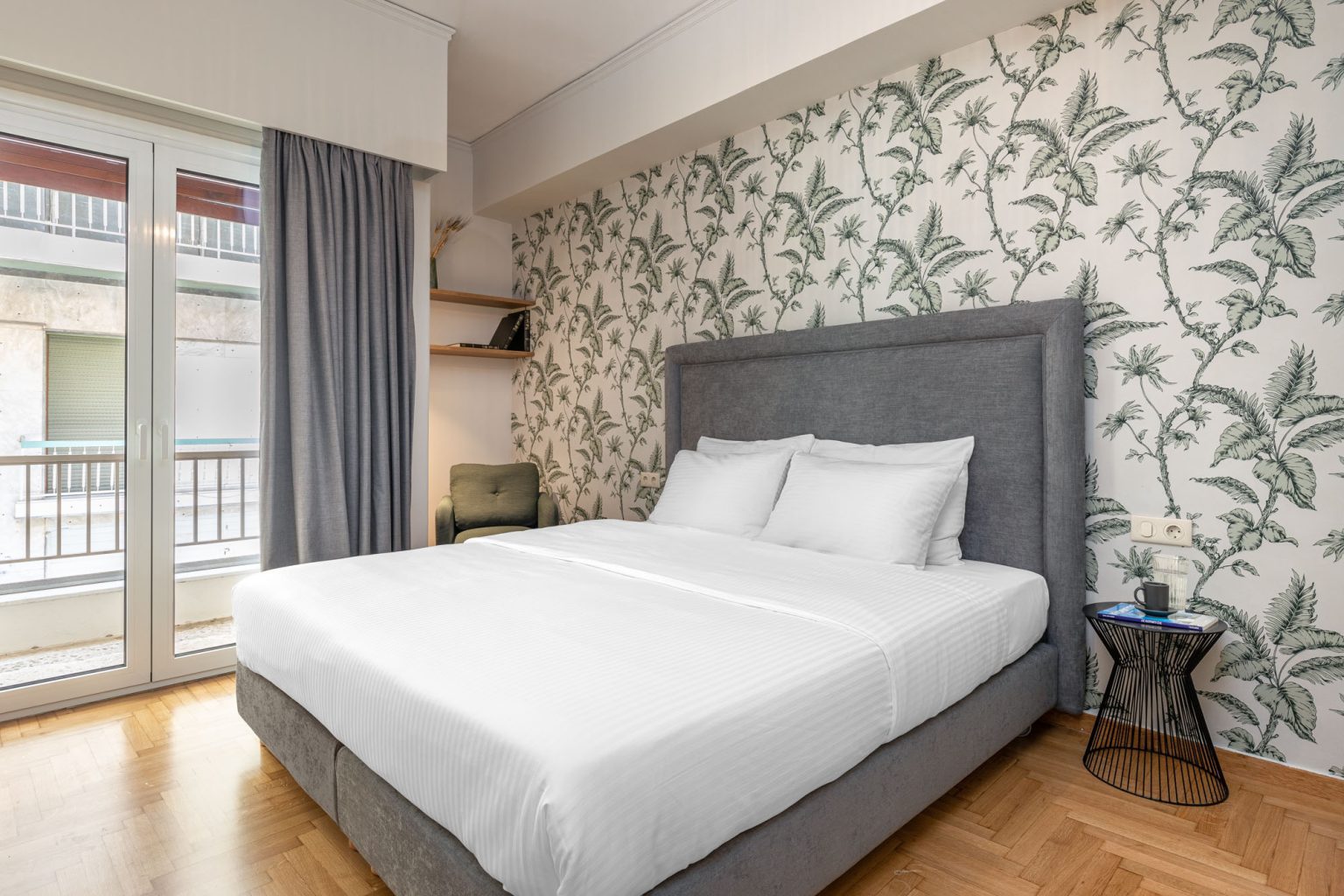 beehive apartments kipseli athens master bedroom with balcony The