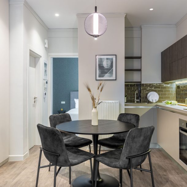 beehive apartments kipseli athens dining area with kitchen