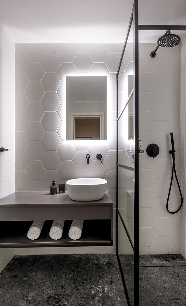 beehive apartments kipseli athens master bathroom with shower